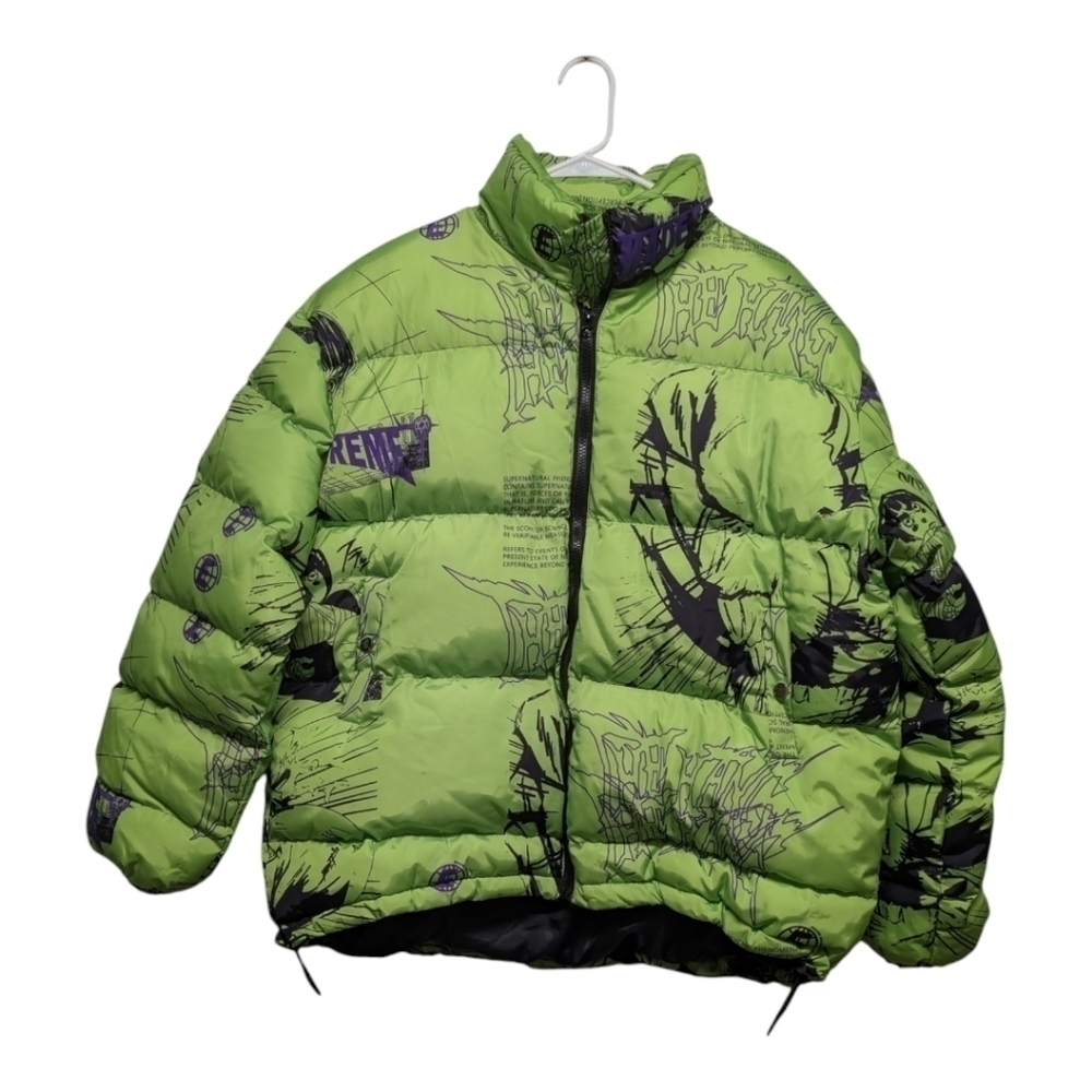MADE EXTREME (Men's Medium) Anime Print Art Puffer Jacket Green